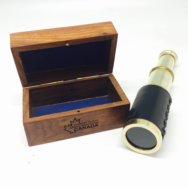 Brass & Leather Telescope w/ wood box